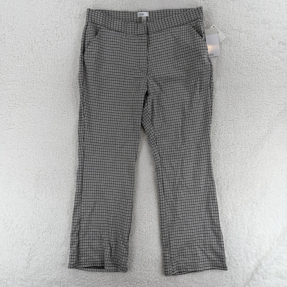Nordstrom Rack Pants Womens Large Black Brown‎ Houndstooth Straight Leg Pull On